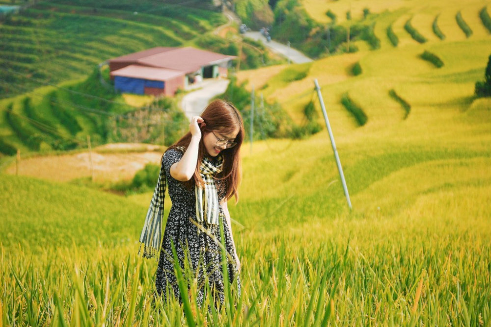 Chọn tông màu trầm để nổi bật giữa những thửa ruộng bậc thang